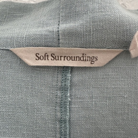 Soft Surroundings Grove‎ Linen Waterfall Open Jacket Cardigan Womens XL Mint - Picture 3 of 10